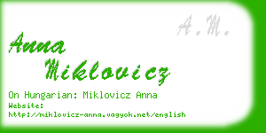 anna miklovicz business card